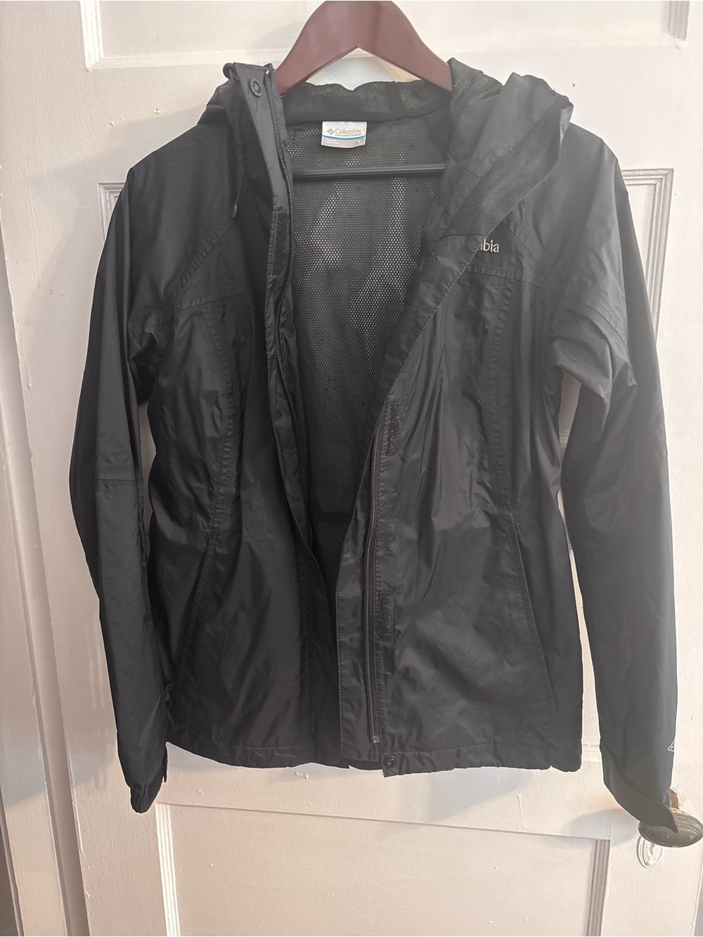 Columbia Black Hooded Rain Jacket Size Small